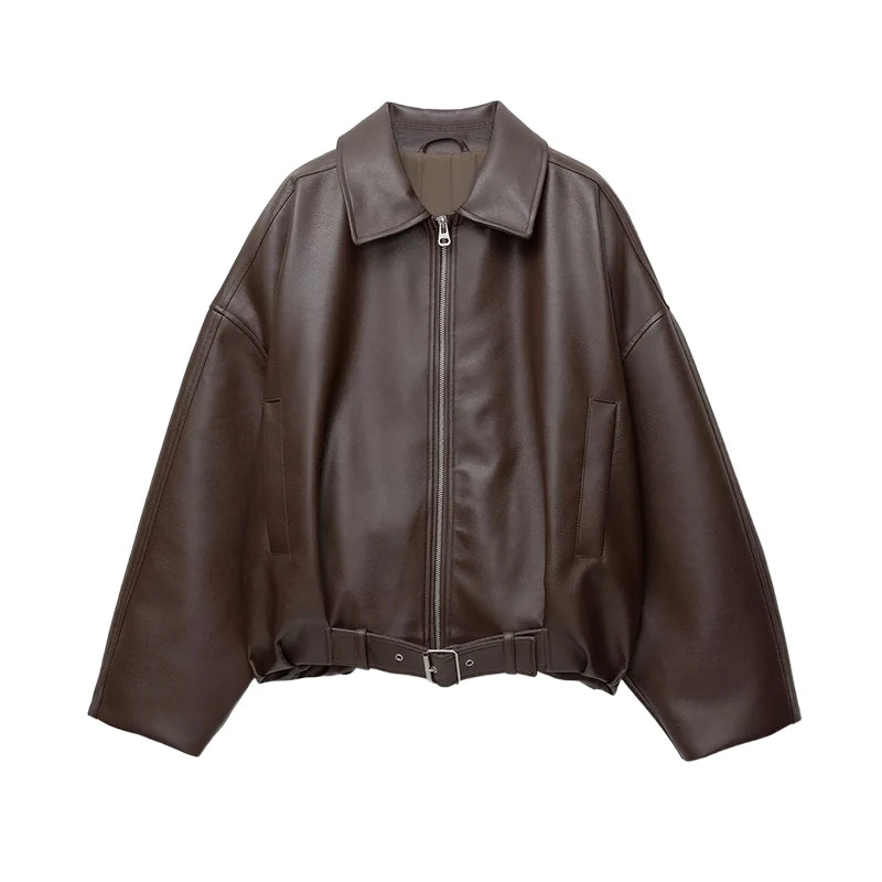 Raven Belted Leather Jacket – Effortless Cool Vibe