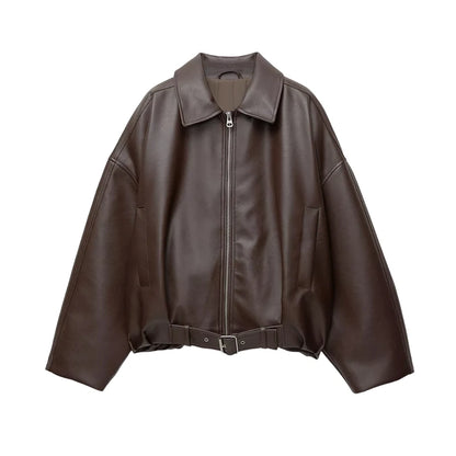 Raven Belted Leather Jacket – Effortless Cool Vibe